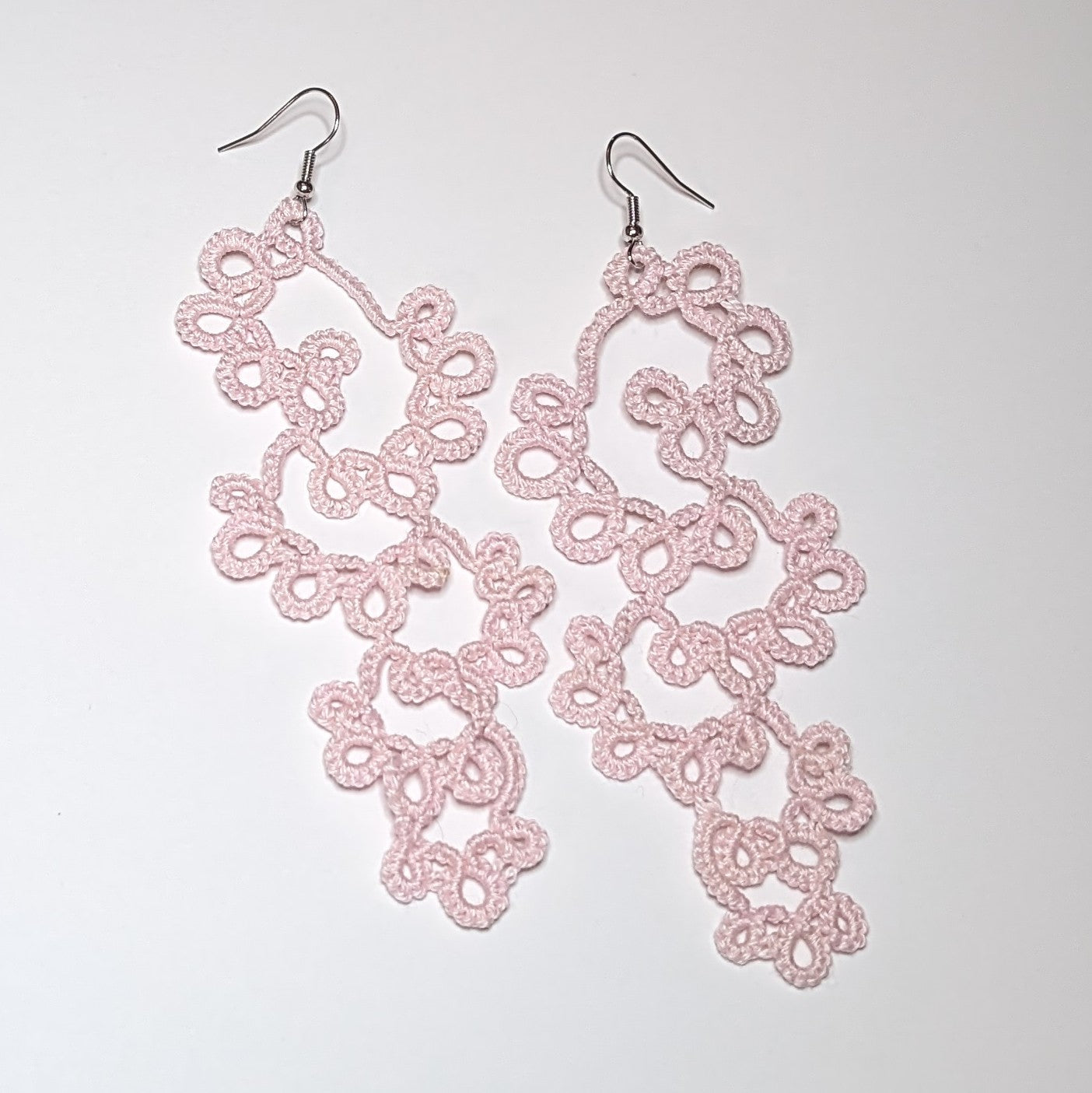 Baby Pink Drifting Bubbles Earrings Closeup on white background