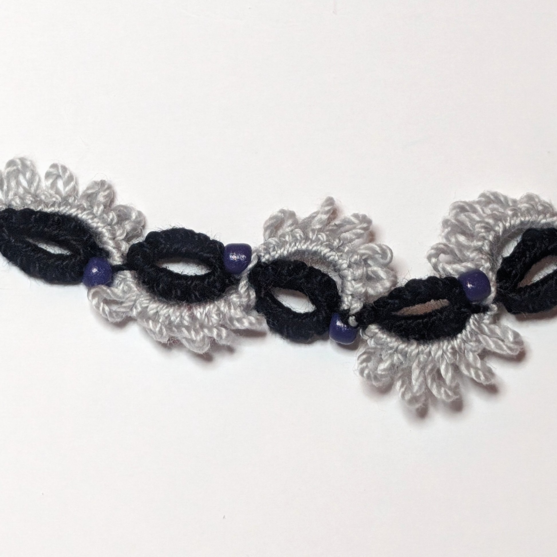 Black Gray Dark Purple Elise Choker Closeup on white background