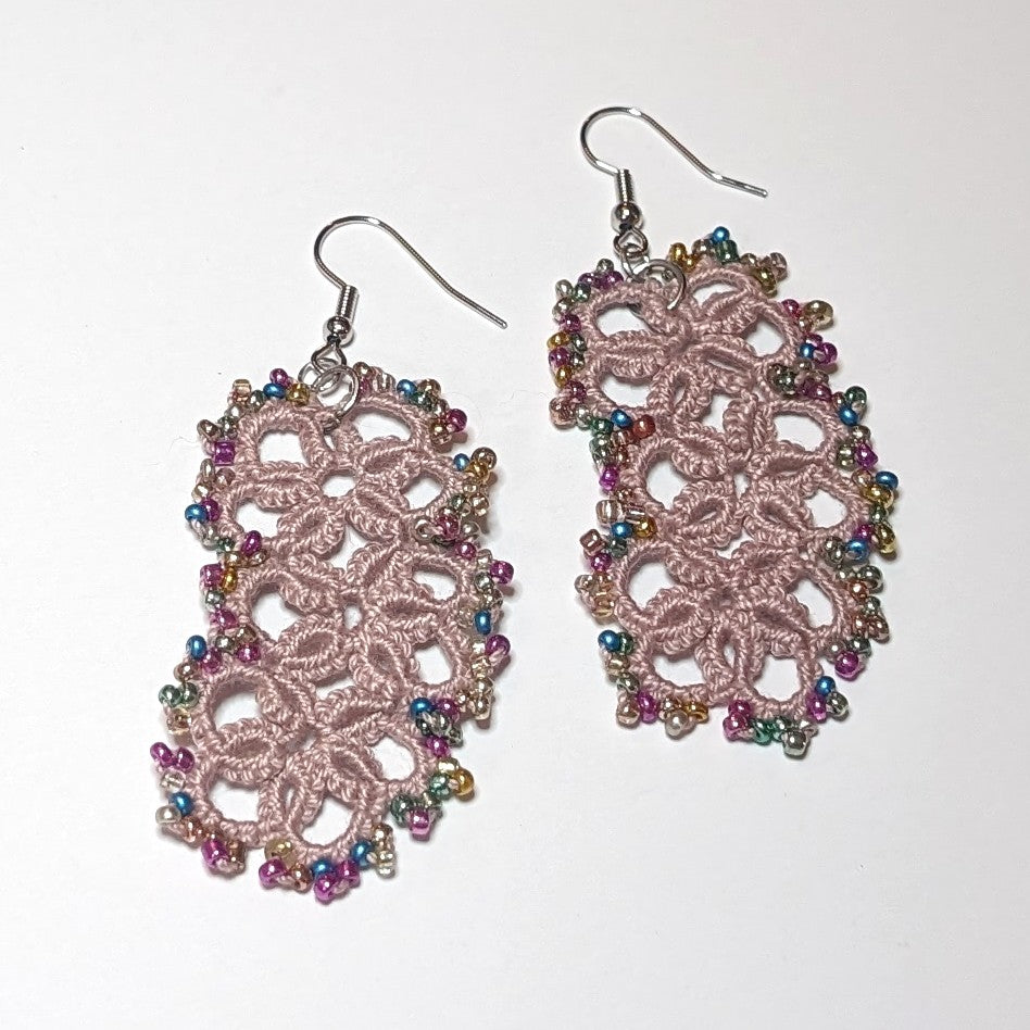 Dusty Mauve Multi Color Jellybean Earrings on white background
