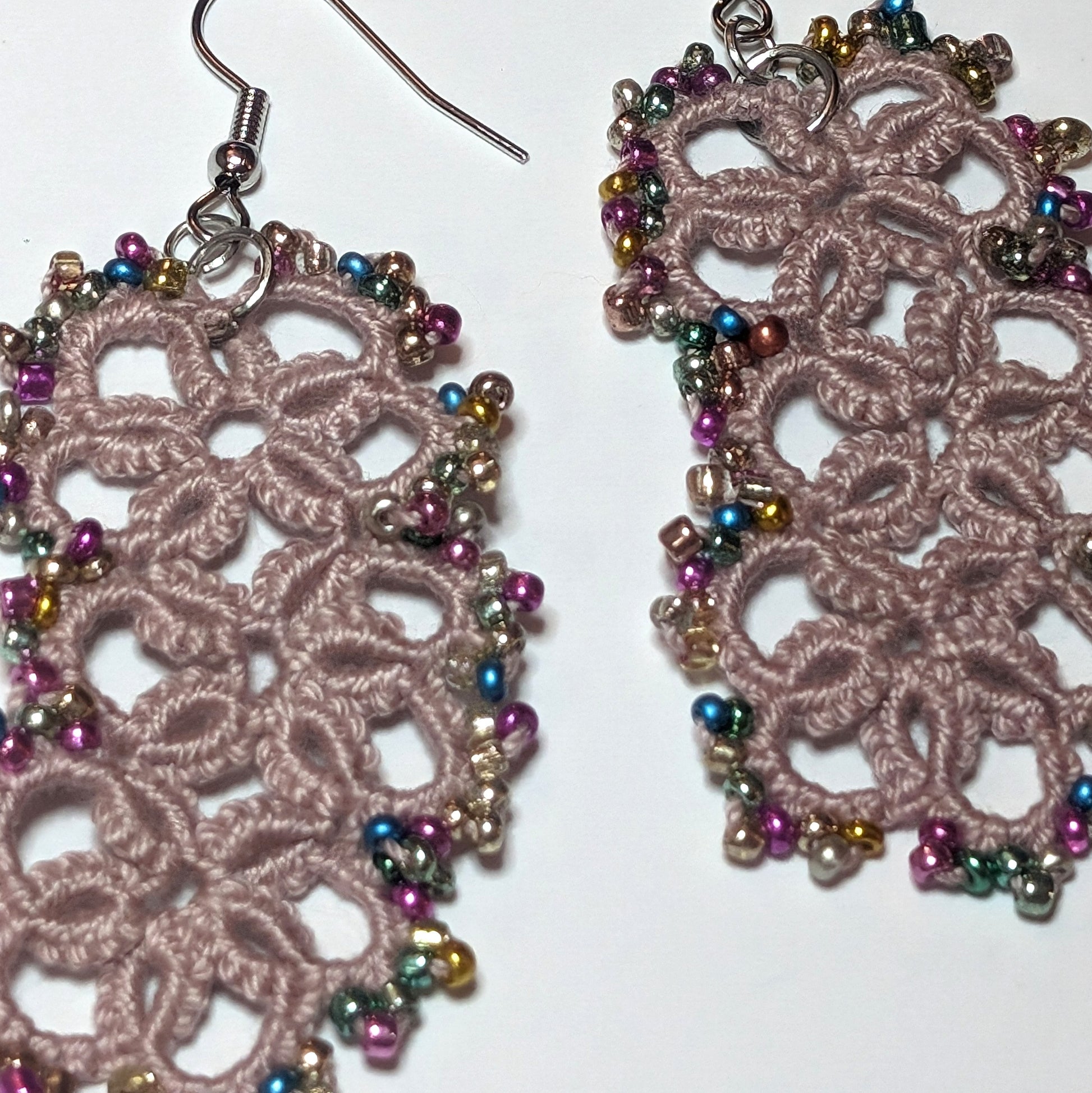 Dusty Mauve Multi Color Jellybean Earrings Closeup on white background