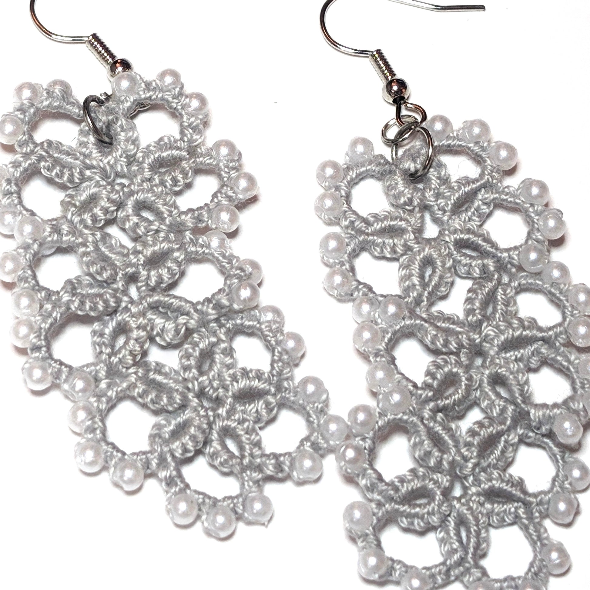 Gray Pearl Jellybean Earrings on white background