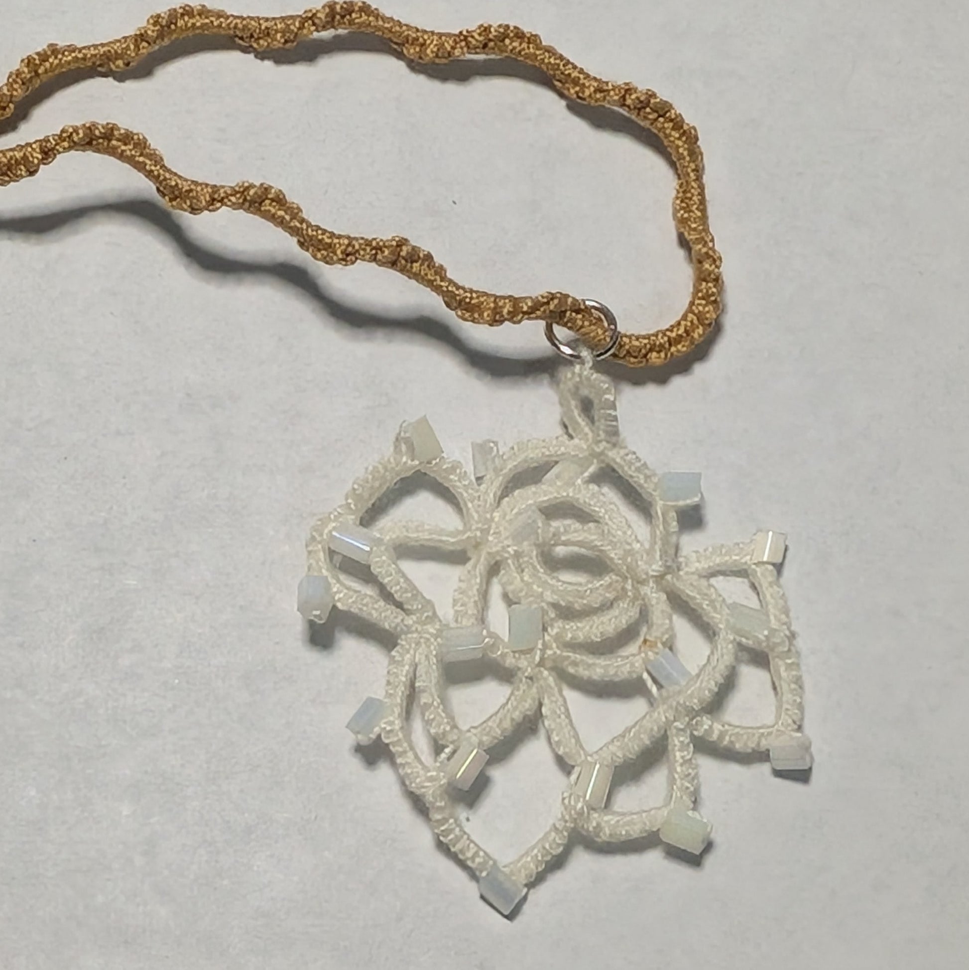 Rose Necklace with Tatted Chain