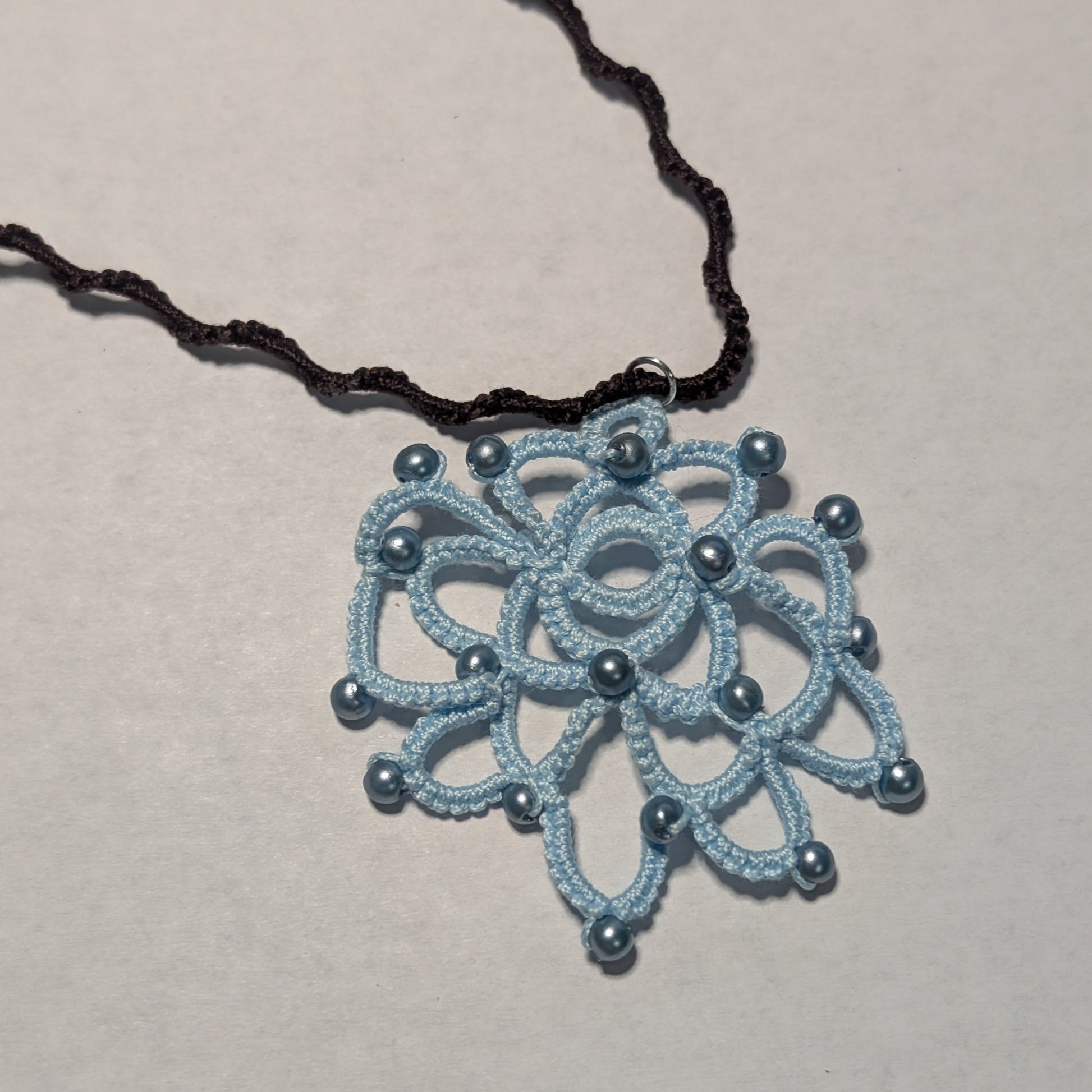 Rose Necklace with Tatted Chain