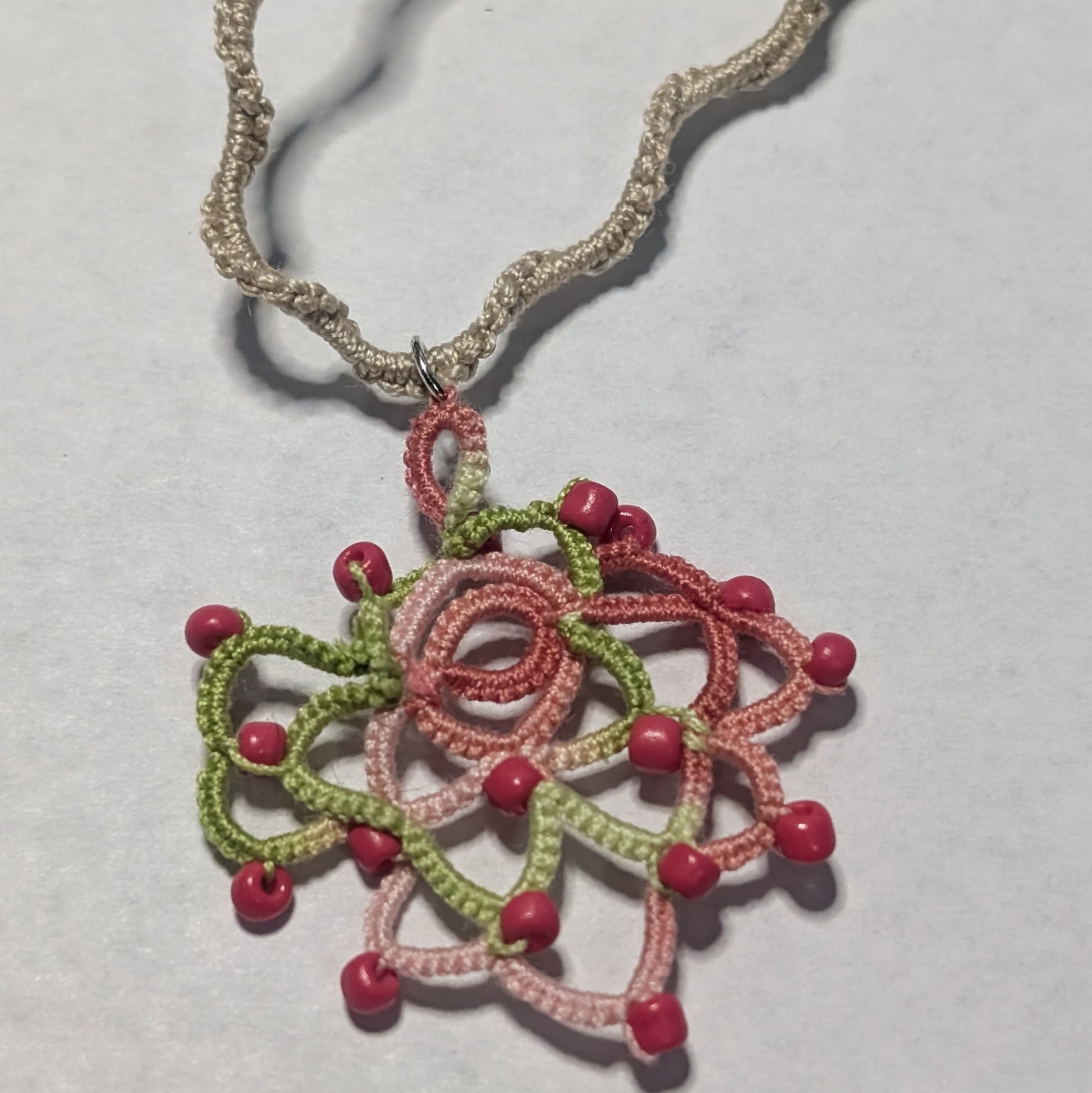 Rose Necklace with Tatted Chain